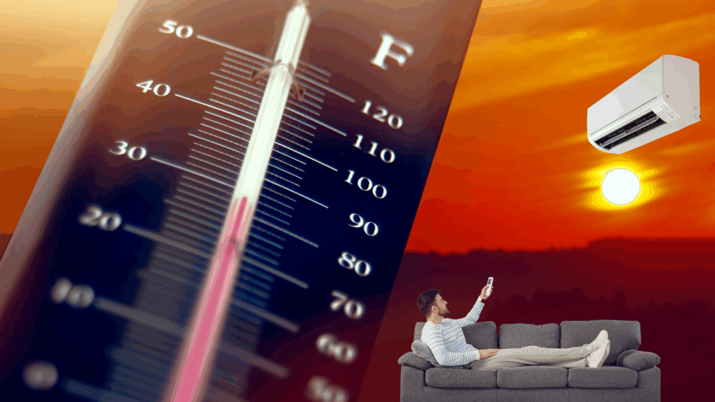 Man geniet van airconditioning tijdens hittegolf in Amsterdam – voorbereiding op zomer 2025 met installatie door Grijzeboom